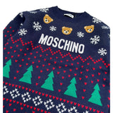 Moschino Maglia tinta unita Girocollo con Fantasia Blu per Bambino HUW01C BLU MOSCHINO 
