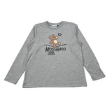Moschino Shirt Girocollo tinta unita con Logo Grigio per Bambino HZO00J GRIGIO MOSCHINO 