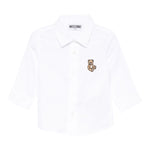 Moschino Camicia Manica Lunga tinta unita con Logo Bianco per Neonato M5C002X BIANCO MOSCHINO 