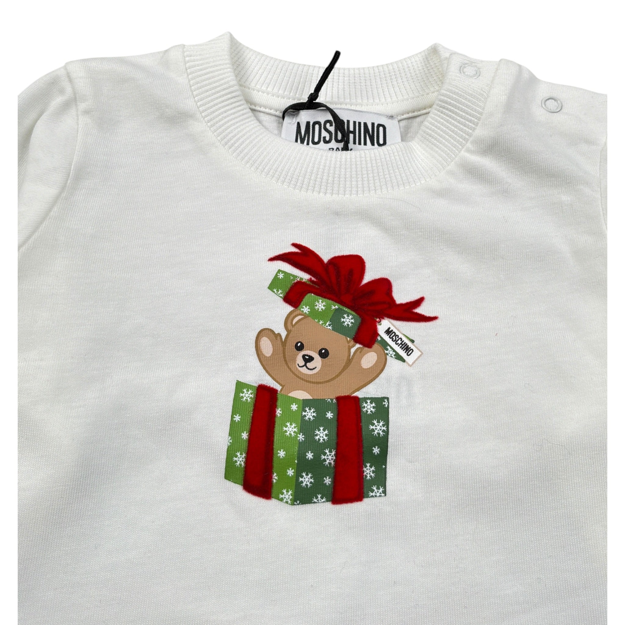 Moschino Shirt Girocollo tinta unita con Logo Bianco per Neonato M6K02F BIANCO MOSCHINO 