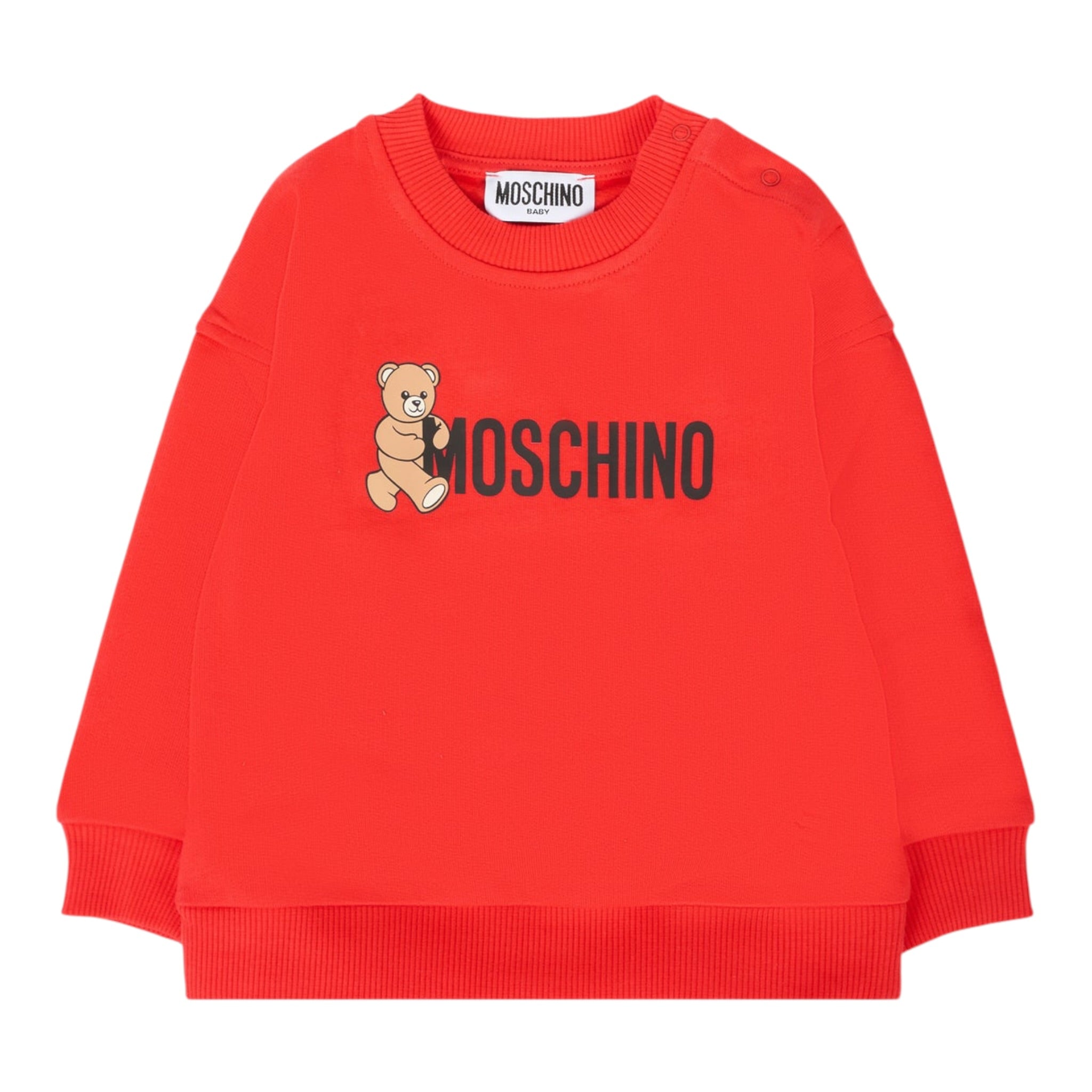 Moschino Felpa Chiusa Girocollo tinta unita con Logo Rosso per Neonato M8F03QXX ROSSO MOSCHINO 