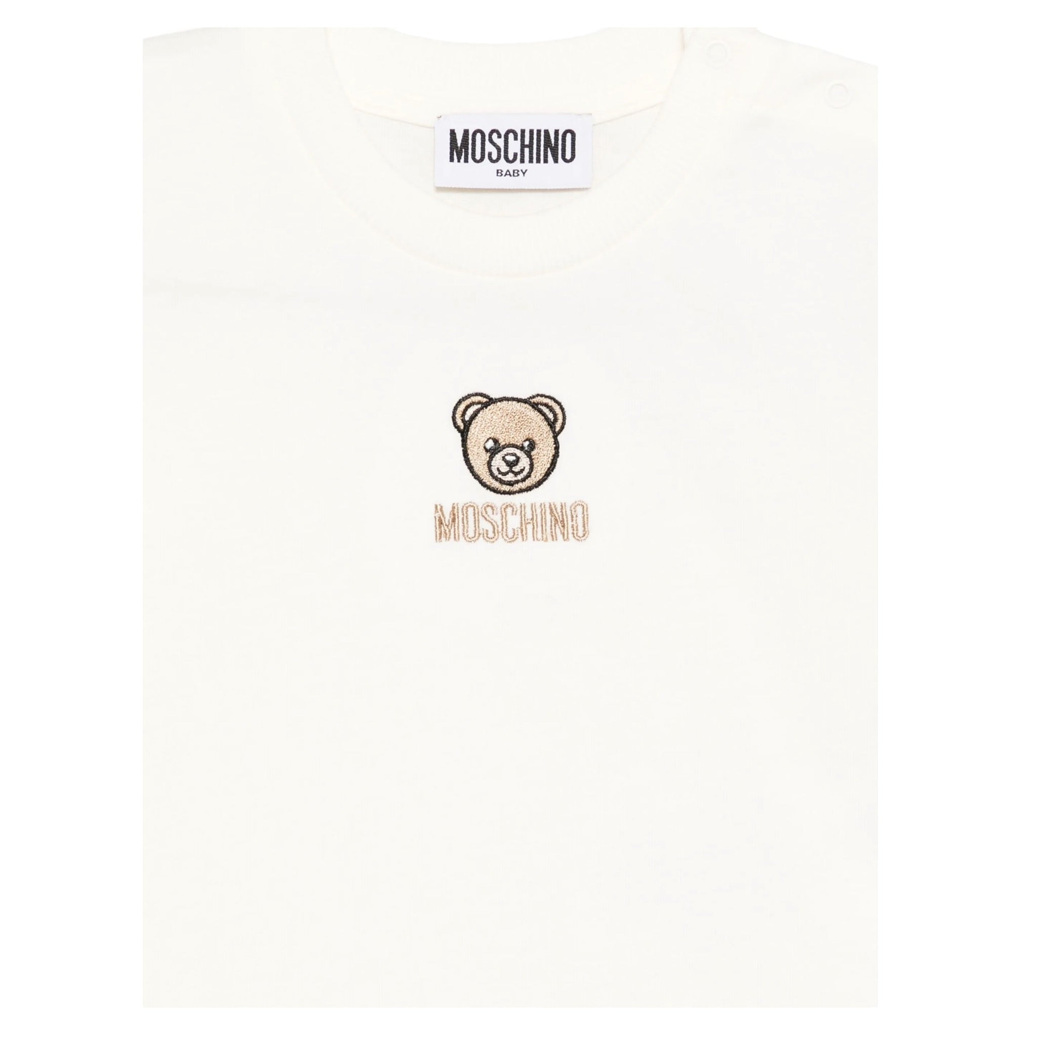 Moschino Shirt Girocollo tinta unita con Logo Panna per Neonato M9000RN PANNA MOSCHINO 