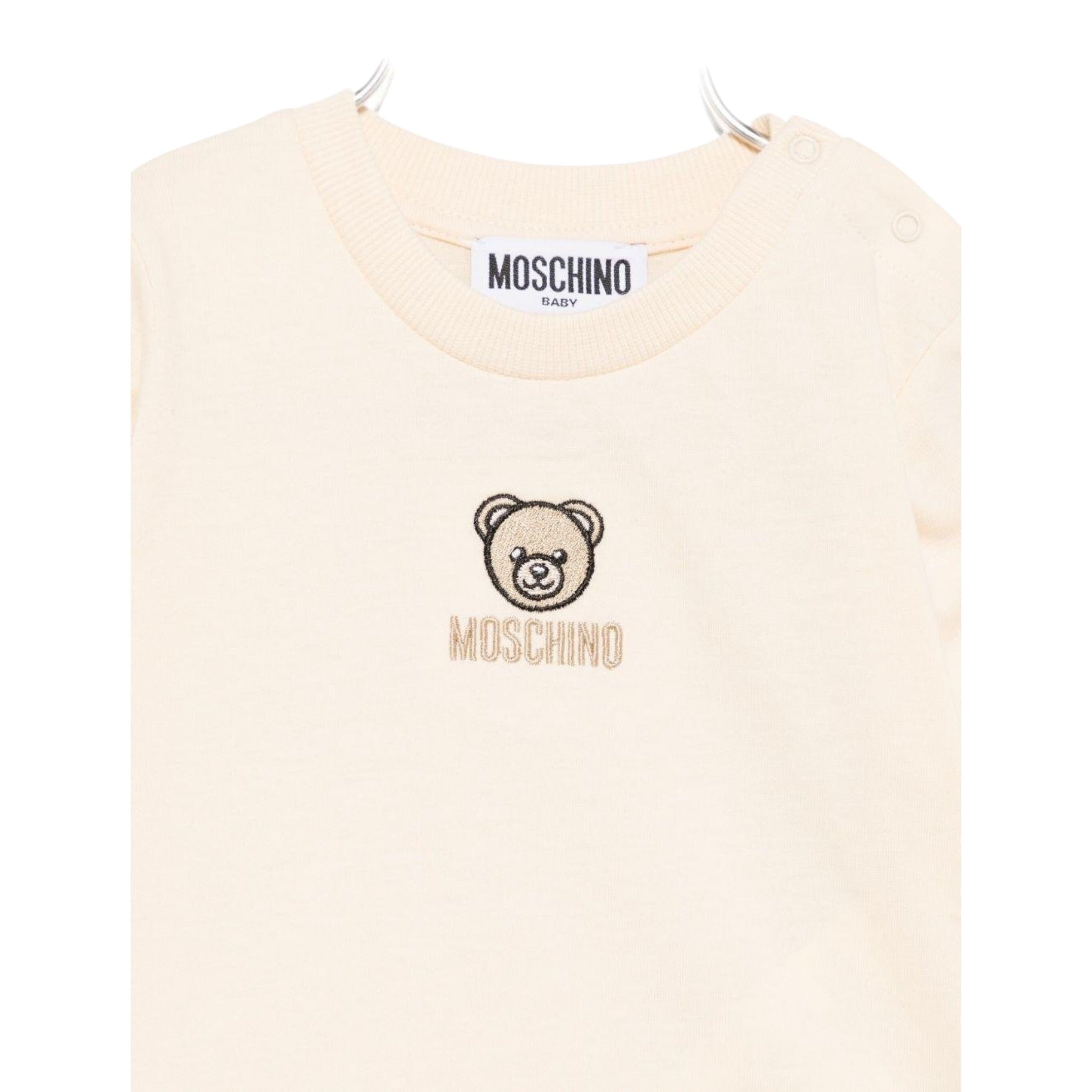Moschino Shirt Girocollo tinta unita con Logo Beige per Neonato M9O00R BEIGE MOSCHINO 