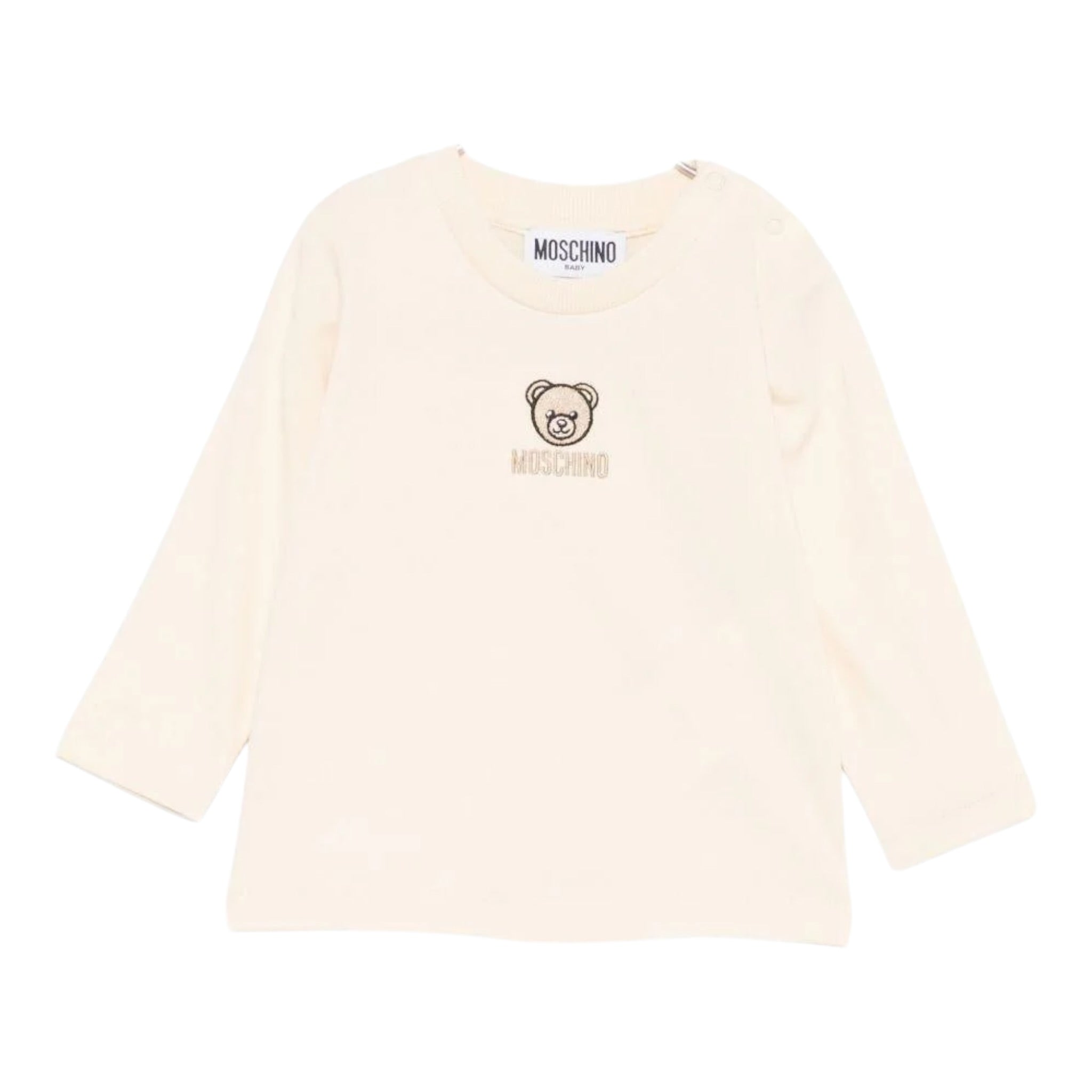 Moschino Shirt Girocollo tinta unita con Logo Beige per Neonato M9O00R BEIGE MOSCHINO 