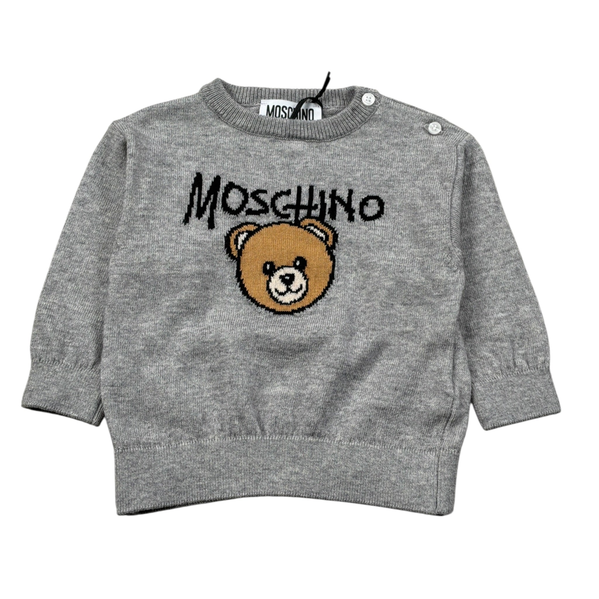 Moschino Maglia Girocollo tinta unita con Logo Grigio per Neonato M9W00J GRIGIO MOSCHINO 