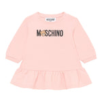 Moschino Abito Manica Lunga tinta unita con Logo Rosa per Bambina MAV0BKJ ROSA MOSCHINO 