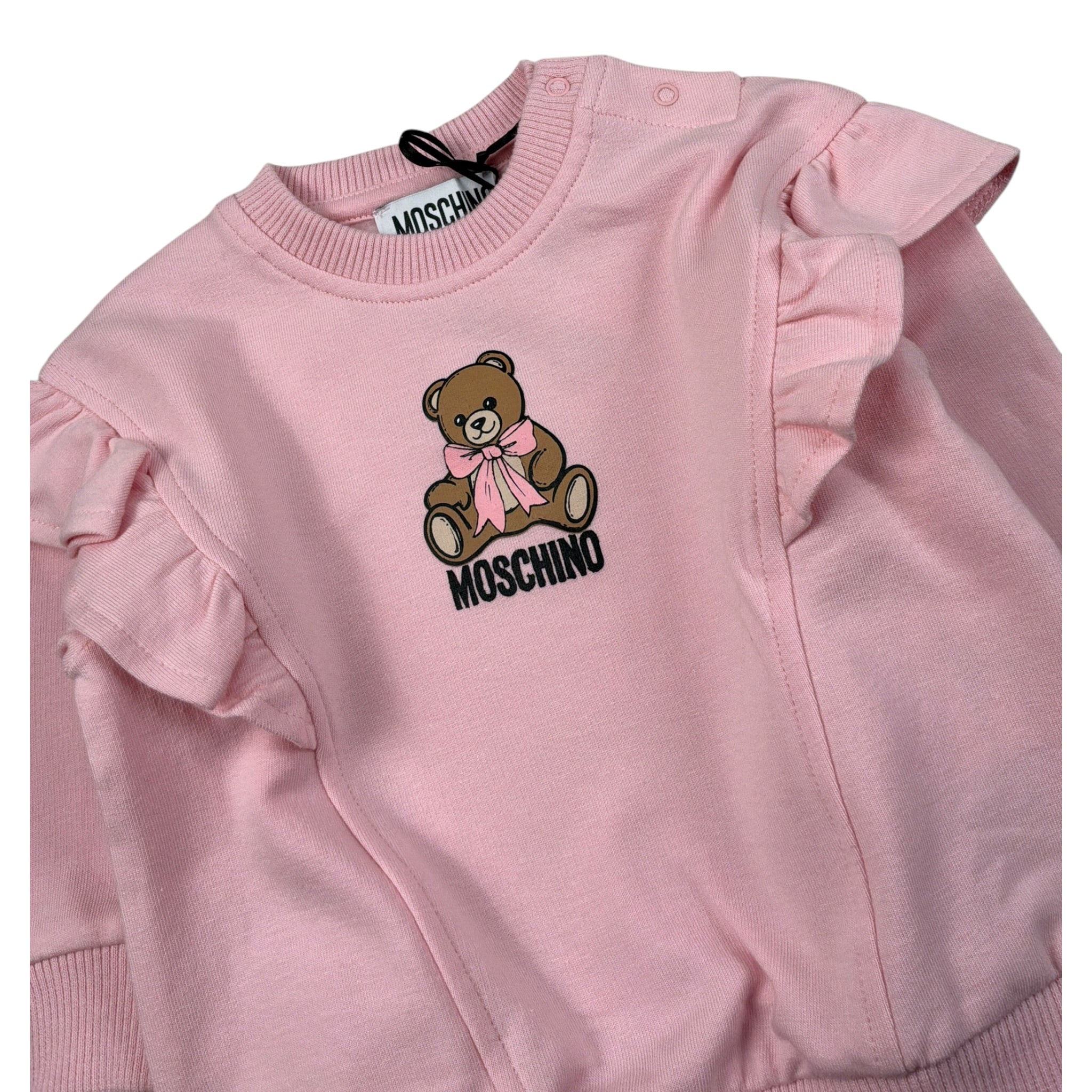 Moschino Felpa tinta unita Girocollo con Stampa Rosa per Neonata MDF036 ROSA MOSCHINO 