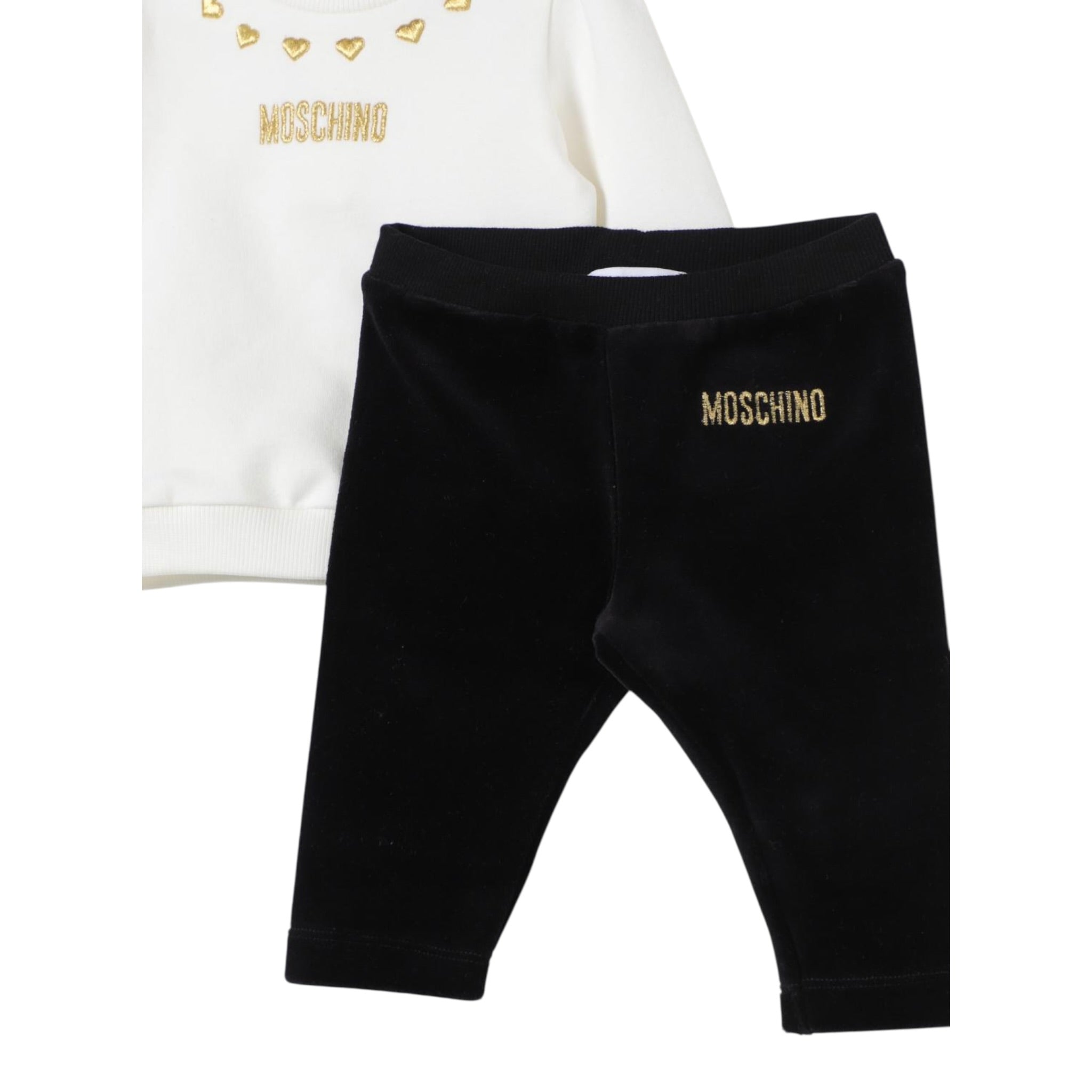 Moschino Completo 2 Pezzi Felpa-Pantalone Bicolore Bianco/Nero per Neonata MDK02X BIANCO/NERO MOSCHINO 