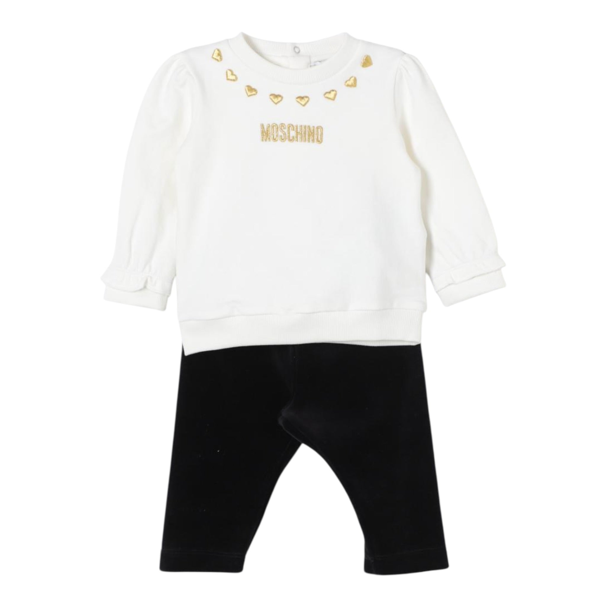 Moschino Completo 2 Pezzi Felpa-Pantalone Bicolore Bianco/Nero per Neonata MDK02X BIANCO/NERO MOSCHINO 