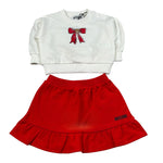 Moschino Completo 2 Pezzi Felpa-Gonna Panna/Rosso per Neonata MDK03H PANNA/ROSSO MOSCHINO 