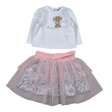 Moschino Completo 2Pz Shirt-Gonna Bianco/Rosa per Neonata MDK03L BIANCO/ROSA MOSCHINO 