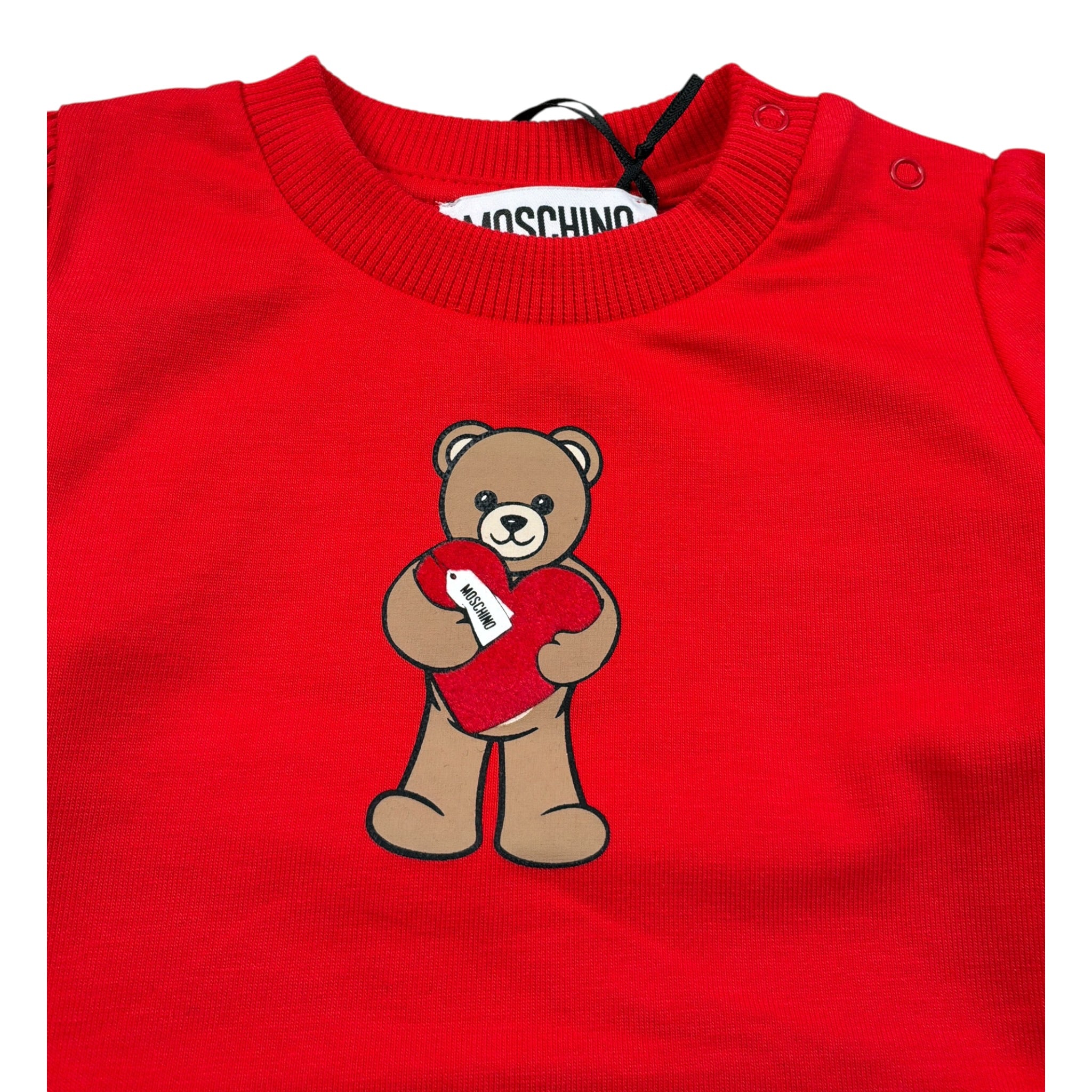 Moschino Shirt Girocollo tinta unita con Logo Rosso per Neonato MDO00V ROSSO MOSCHINO 