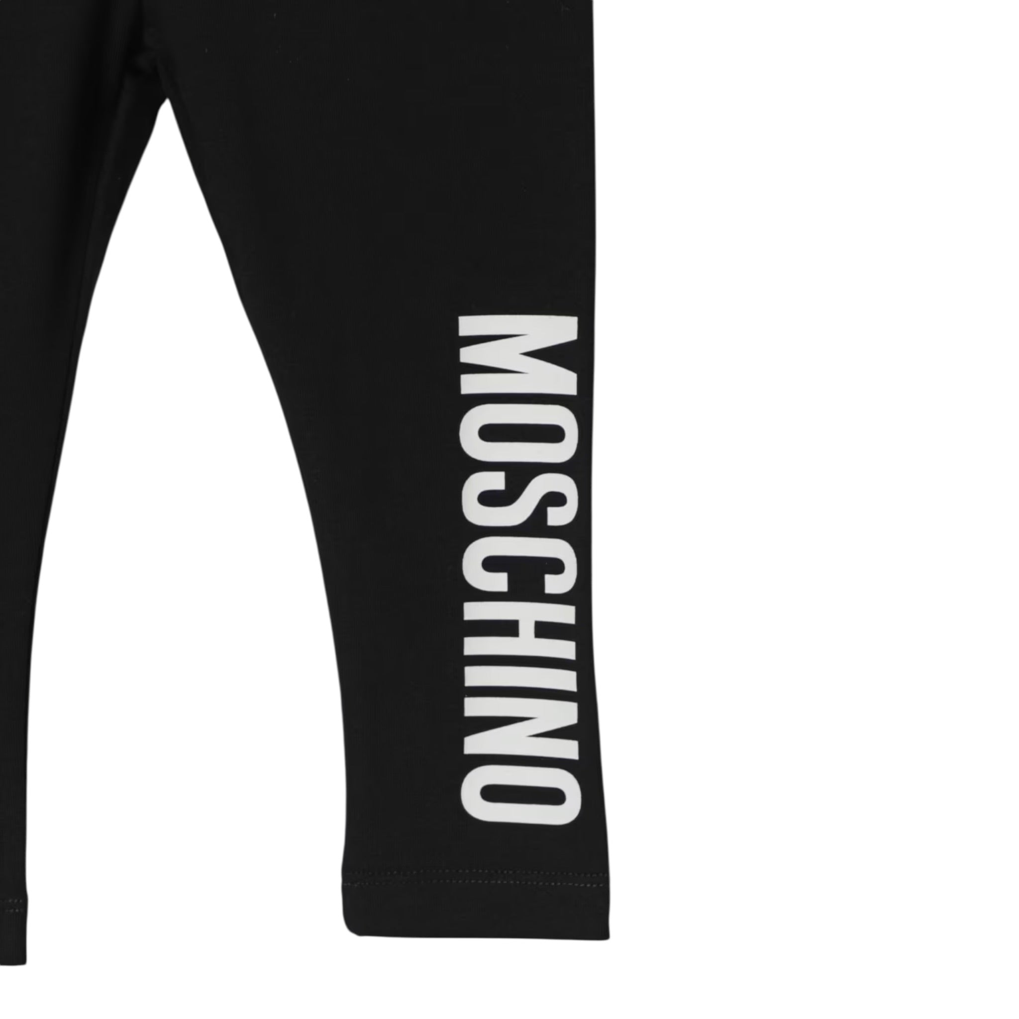 Moschino Leggins tinta unita con Logo Nero per Bambina MDP03HJX NERO MOSCHINO 