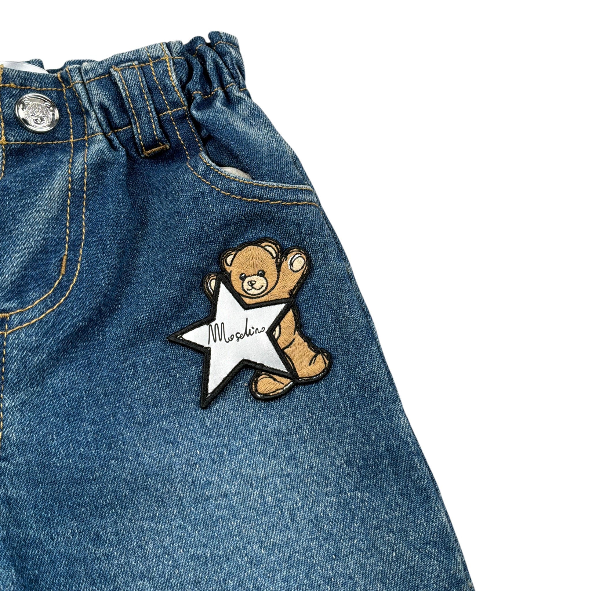 Moschino Jeans tinta unita con Elastico In Vita Blu per Neonato MDP03M BLU MOSCHINO 