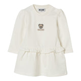 Moschino Abito Manica Lunga tinta unita con Stampa Panna per Bambina MDV0D1 PANNA MOSCHINO 