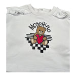 Moschino Abito Manica Lunfa tinta unita con Logo Bianco per Neonata MDV0DT BIANCO MOSCHINO 