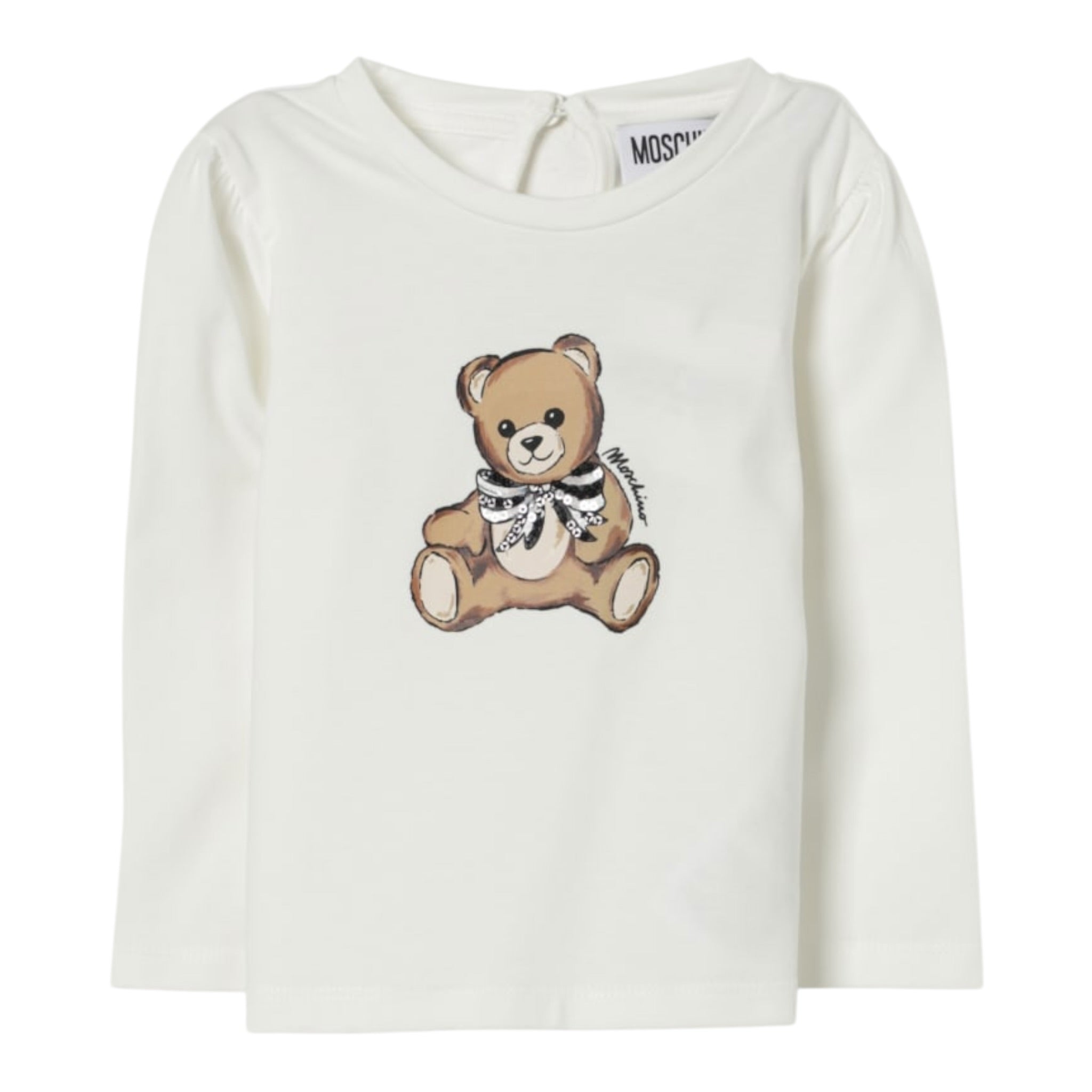 Moschino Shirt Girocollo tinta unita con Stampa Bianco per Bambina MEO001JX BIANCO MOSCHINO 