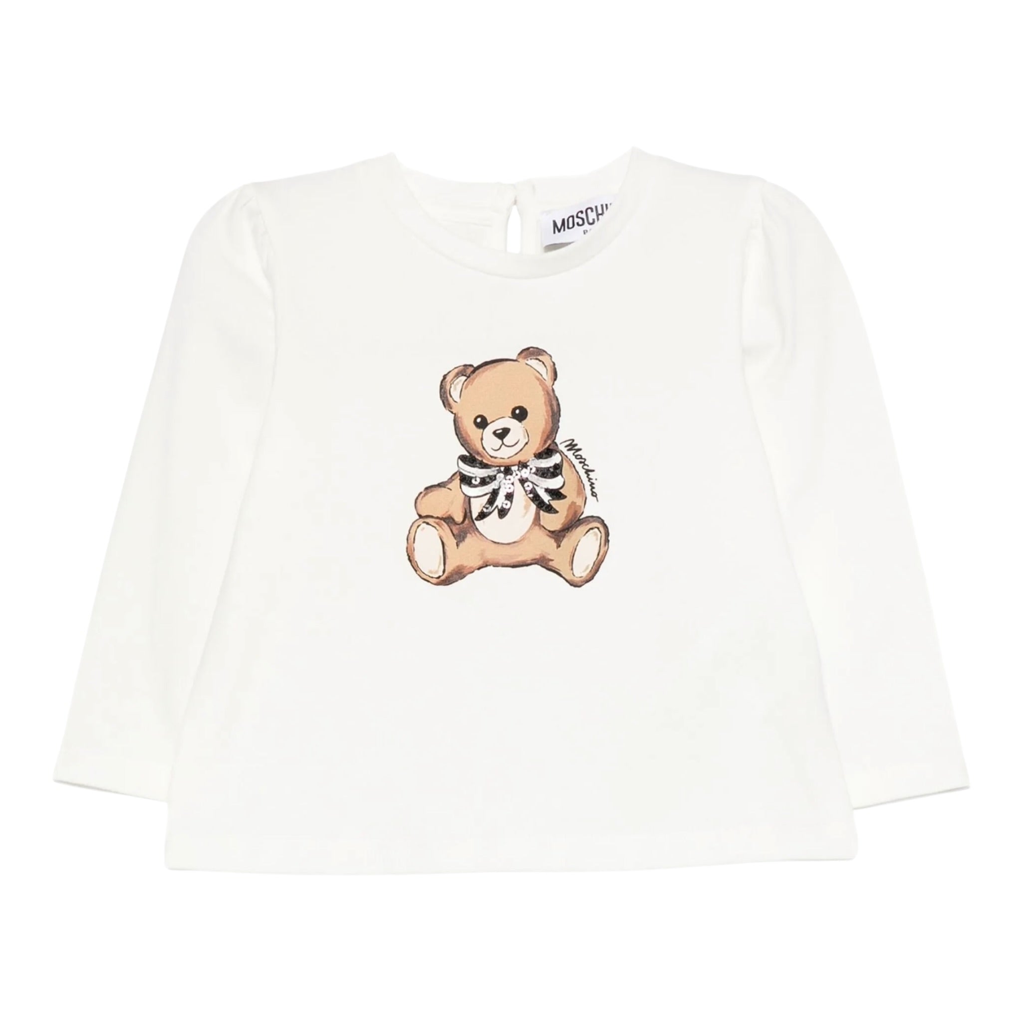 Moschino Shirt Girocollo tinta unita con Stampa Panna per Neonata MEO001XXXX PANNA MOSCHINO 