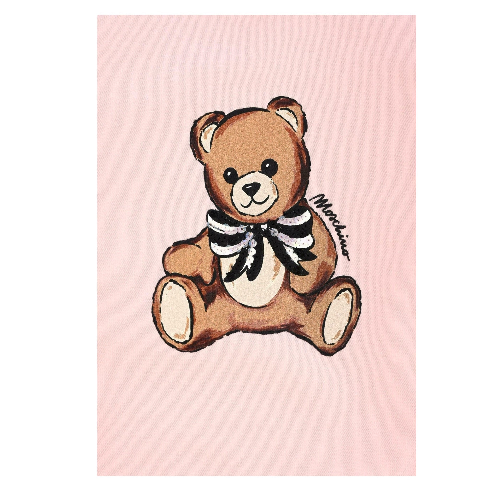 Moschino Felpa Chiusa Girocollo tinta unita con Stampa Rosa per Bambina MFF02KJ ROSA MOSCHINO 
