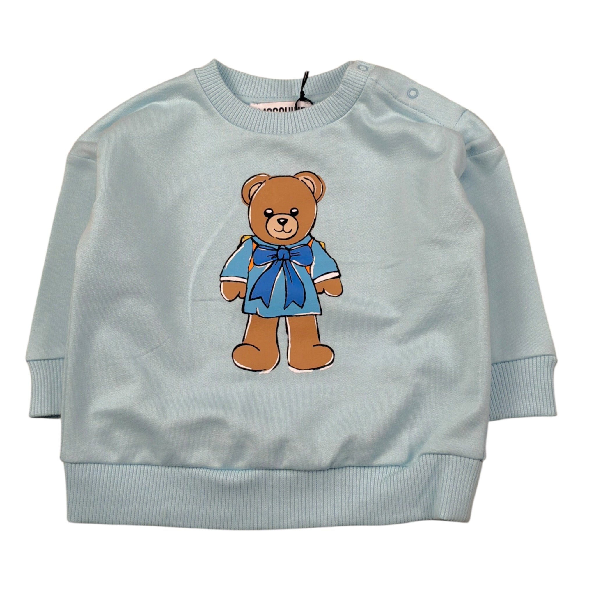 Moschino Felpa tinta unita Girocollo con Stampa Azzurro per Neonato MMF06H AZZURRO MOSCHINO 