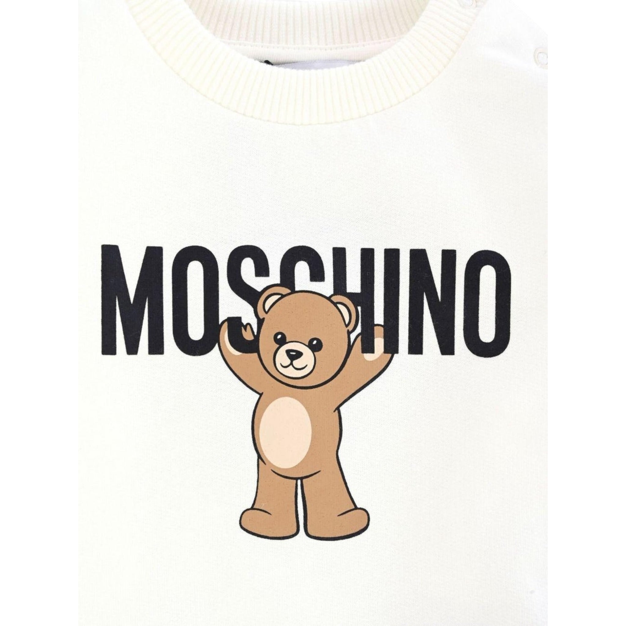 Moschino Felpa Chiusa Girocollo tinta unita con Stampa Panna per Neonato MNF060XX PANNA MOSCHINO 