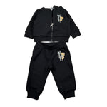 Moschino Completo 2 Pezzi Felpa-Pantalone tinta unita Nero per Neonato MNK05D NERO MOSCHINO 