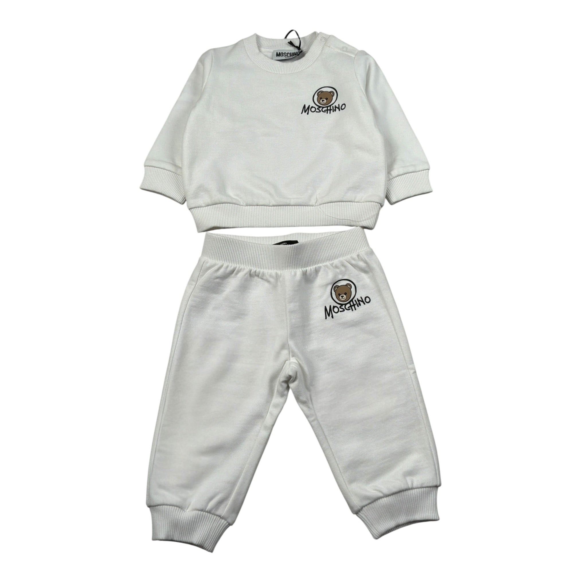 Moschino Completo 2 Pezzi Felpa-Pantalone tinta unita Bianco per Neonato MQK05E BIANCO MOSCHINO 