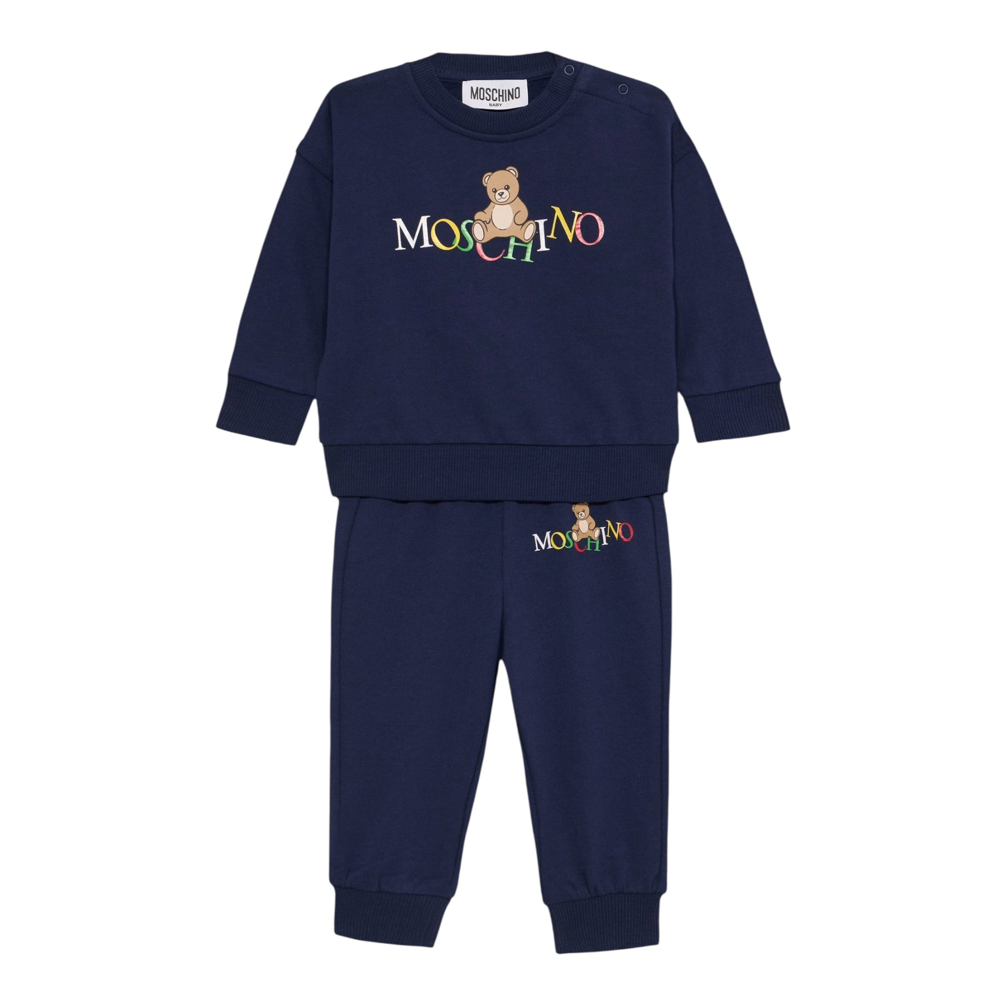 Moschino Completo 2 Pezzi Felpa-Pantalone tinta unita Blu per Bambino MRK039 BLU MOSCHINO 