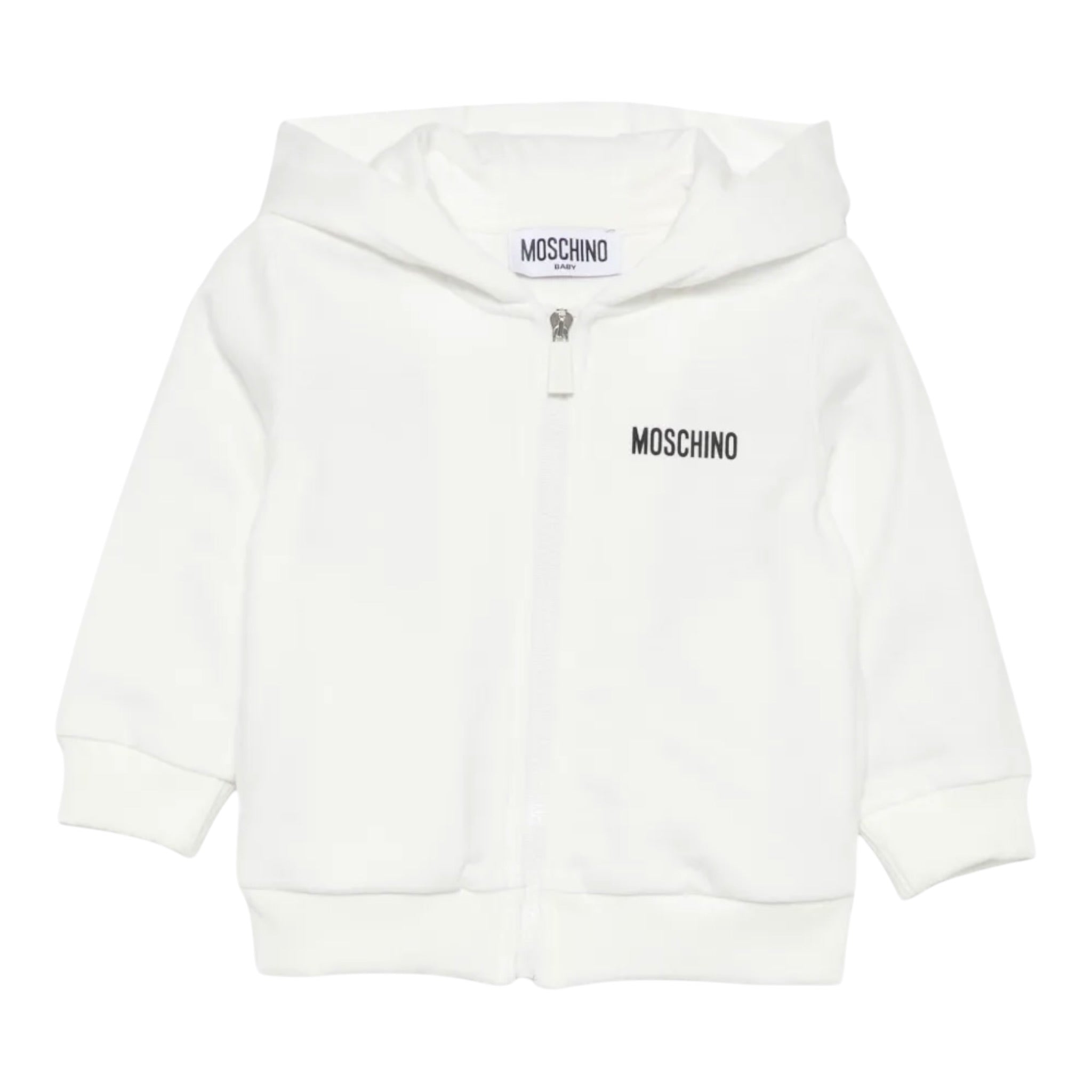 Moschino Felpa con Zip E Cappuccio tinta unita Bianco per Neonato MUF065 BIANCO MOSCHINO 