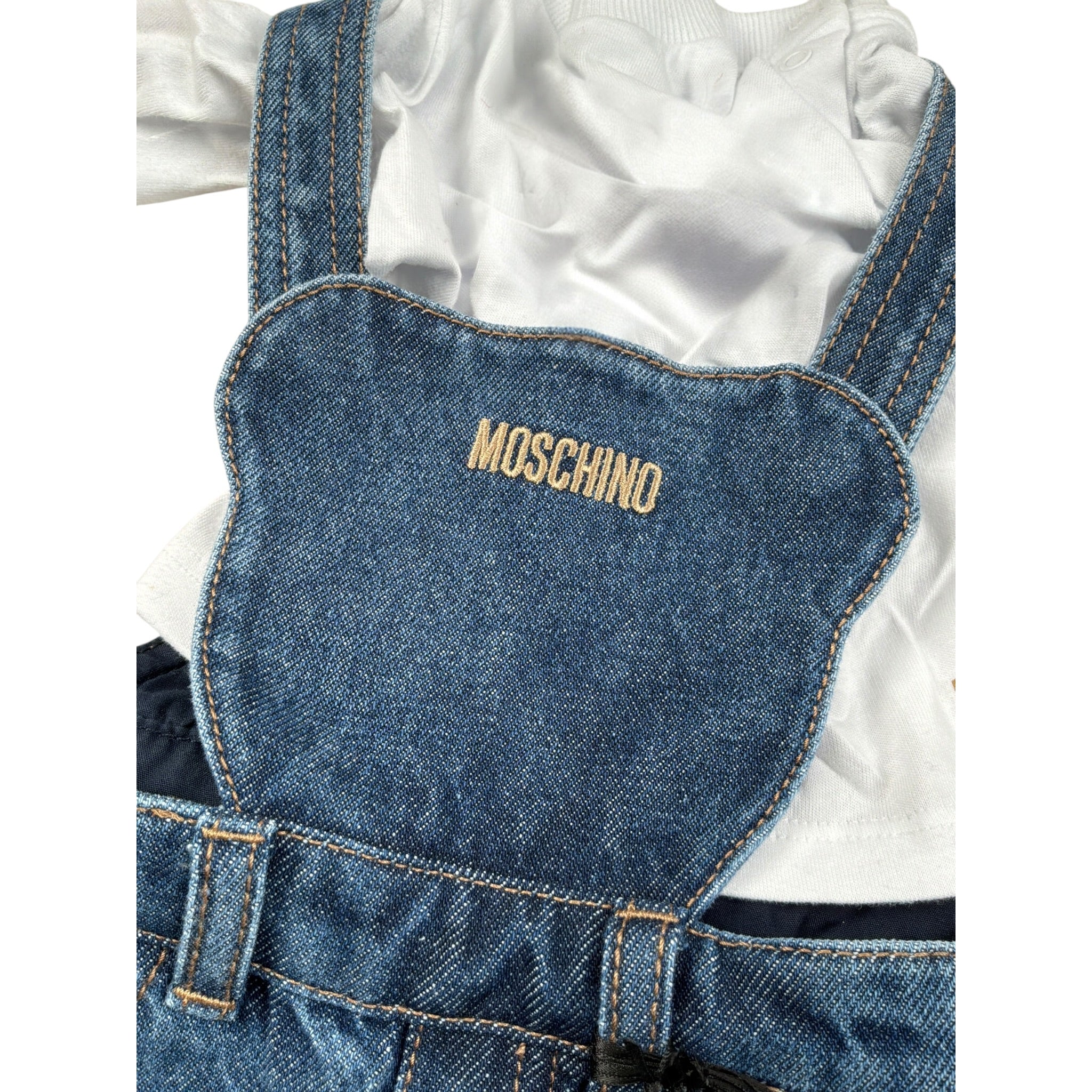 Moschino Completo 2 Shirt-Salopette Blu per Bambino MUK059J BLU MOSCHINO 
