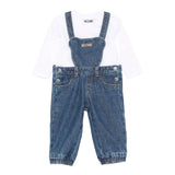 Moschino Completo 2Pz Salopette In Denim-Shirts Bianco per Bambino MUK059L0E29 BIANCO MOSCHINO 