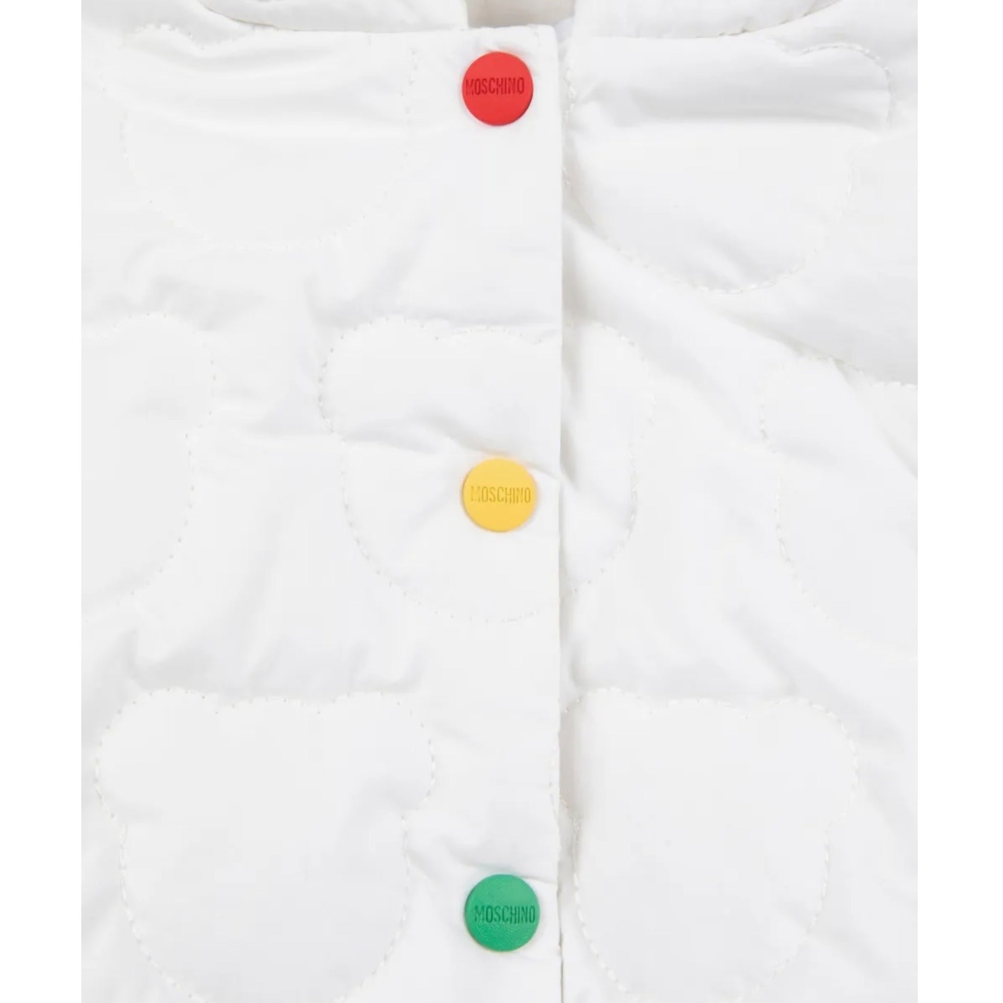 Moschino Giubbino tinta unita con Cappuccio E Bottoni Bianco per Neonato MUS030 BIANCO MOSCHINO 