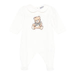 Moschino Tutina Manica Lunga tinta unita con Logo Bianco per Neonato MUT04I BIANCO MOSCHINO 