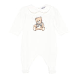 Moschino Tutina Manica Lunga tinta unita con Logo Bianco per Neonato MUT04I BIANCO MOSCHINO 