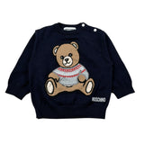 Moschino Maglia Girocollo tinta unita con Orso Blu per Neonato MUW00Y BLU MOSCHINO 