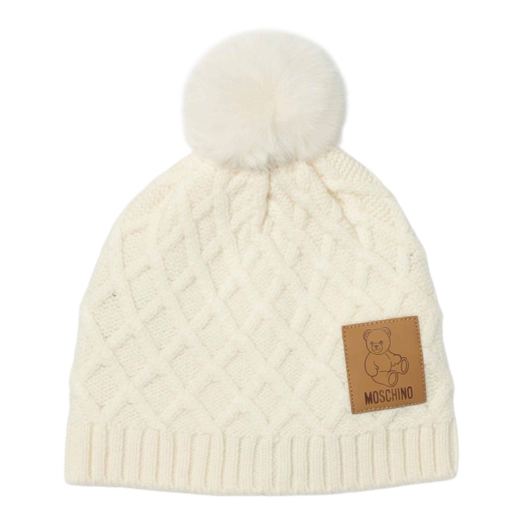 Moschino Cappello tinta unita con Logo Panna per Neonato MUX05J PANNA MOSCHINO 
