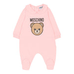 Moschino Tutina Manica Lunga tinta unita con Logo Rosa per Neonata MUY08JAXX ROSA MOSCHINO 