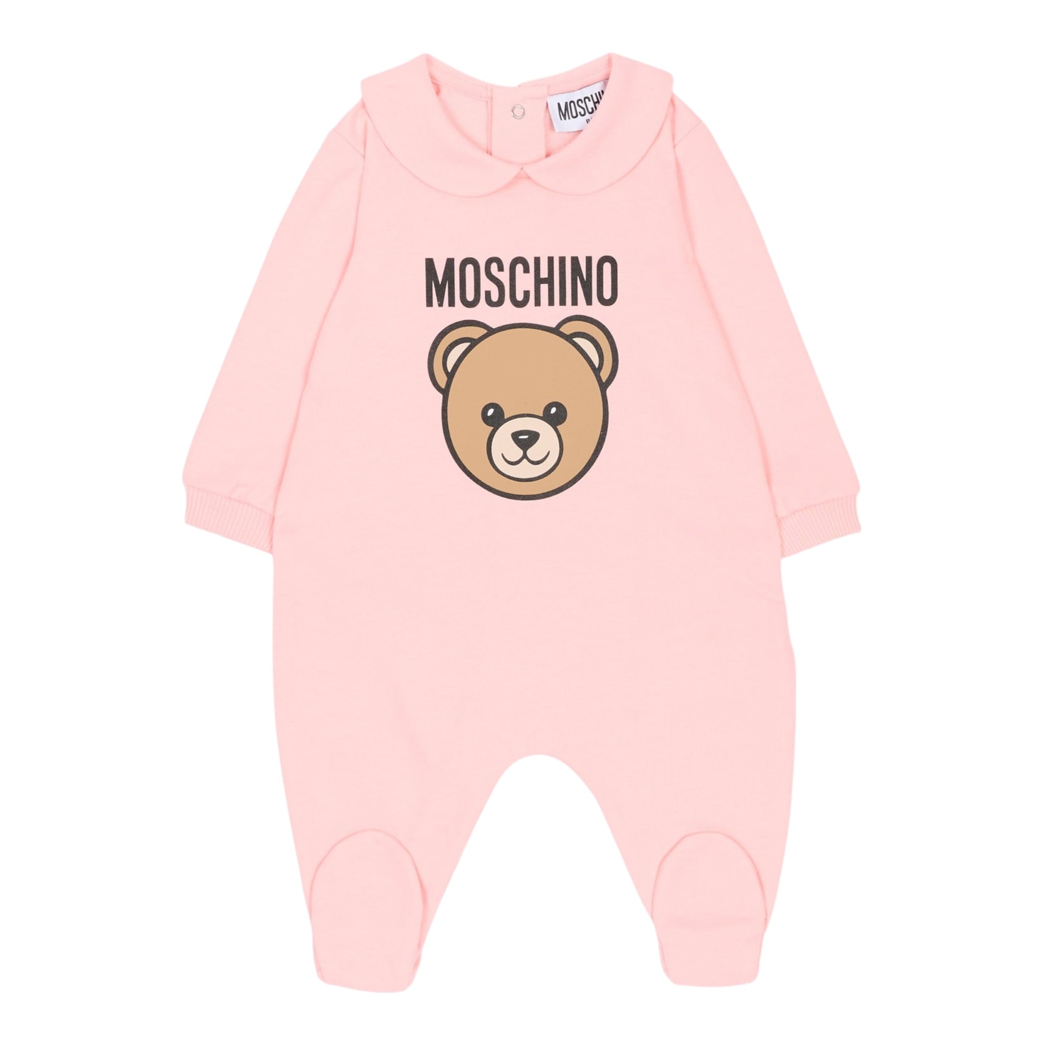 Moschino Tutina Manica Lunga tinta unita con Logo Rosa per Neonata MUY08JAXX ROSA MOSCHINO 