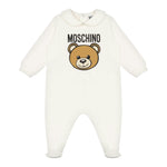 Moschino Tutina Manica Lunga tinta unita con Logo Bianco per Neonato MUY08JX BIANCO MOSCHINO 