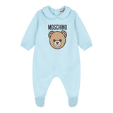 Moschino Tutina Manica Lunga tinta unita con Logo Azzurro per Neonato MUY08JXX AZZURRO MOSCHINO 