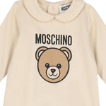 Moschino Tutina Manica Lunga tinta unita con Logo Beige per Neonato MUY08JXX BEIGE MOSCHINO 