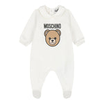 Moschino Tutina Manica Lunga tinta unita con Logo Bianco per Neonato MUY08JXX BIANCO MOSCHINO 