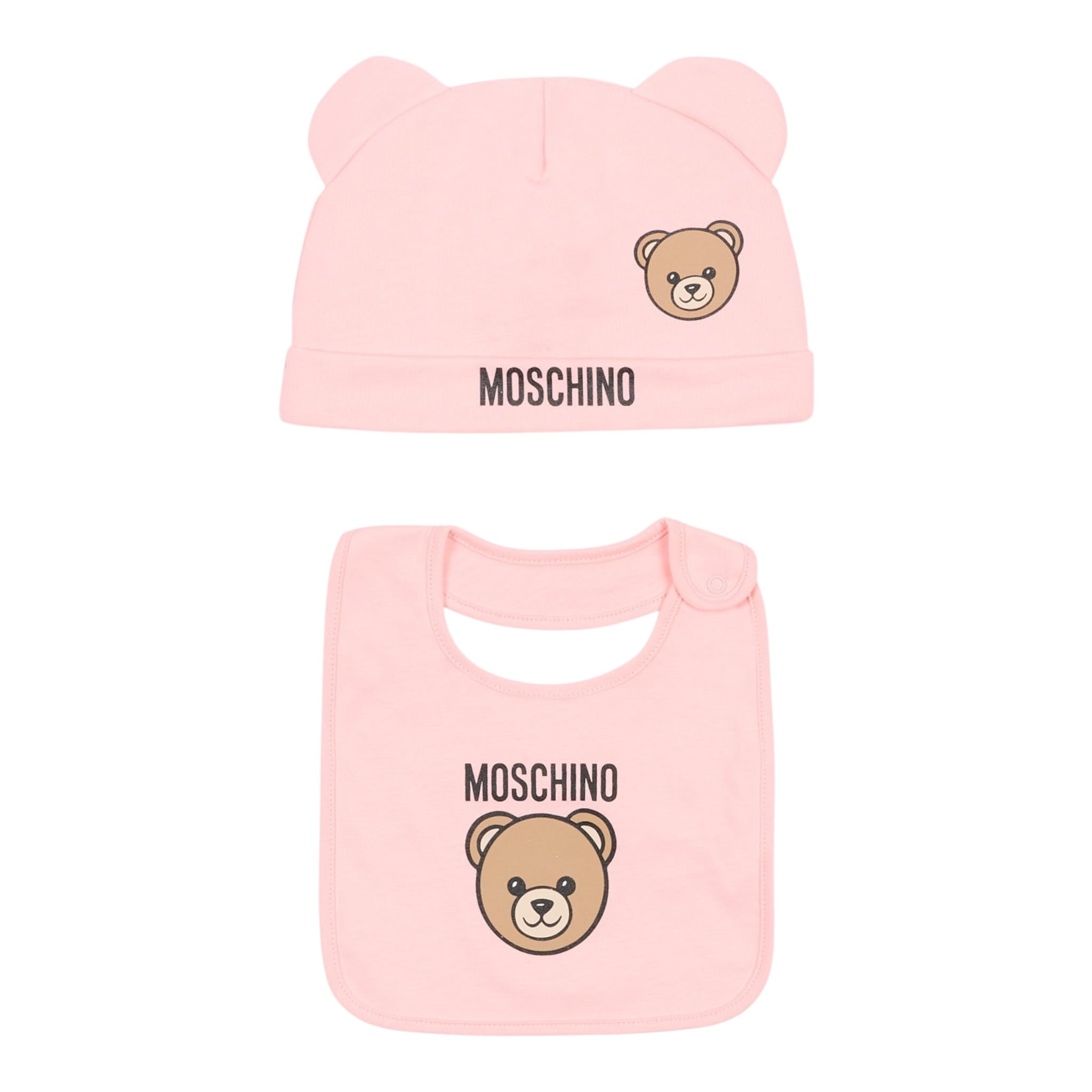 Moschino Set Cappello-Bavetta tinta unita Rosa per Neonata MUY08KAXX ROSA MOSCHINO 