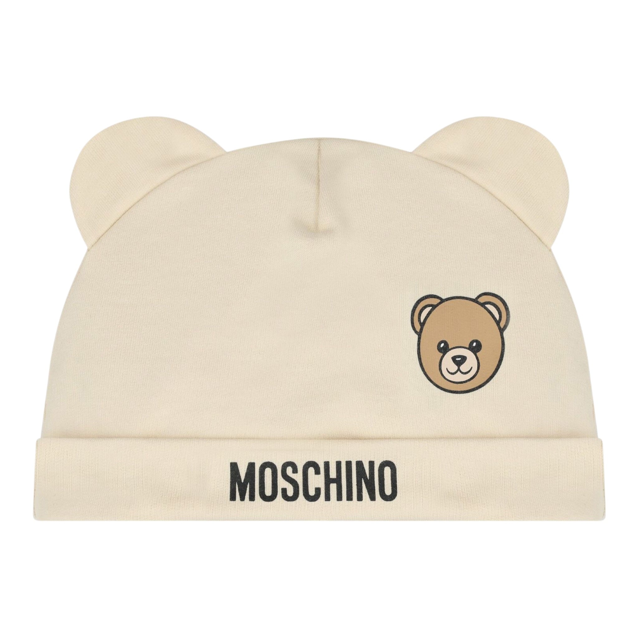Moschino Set Cappello-Bavetta tinta unita Beige per Neonato MUY08KX BEIGE MOSCHINO 
