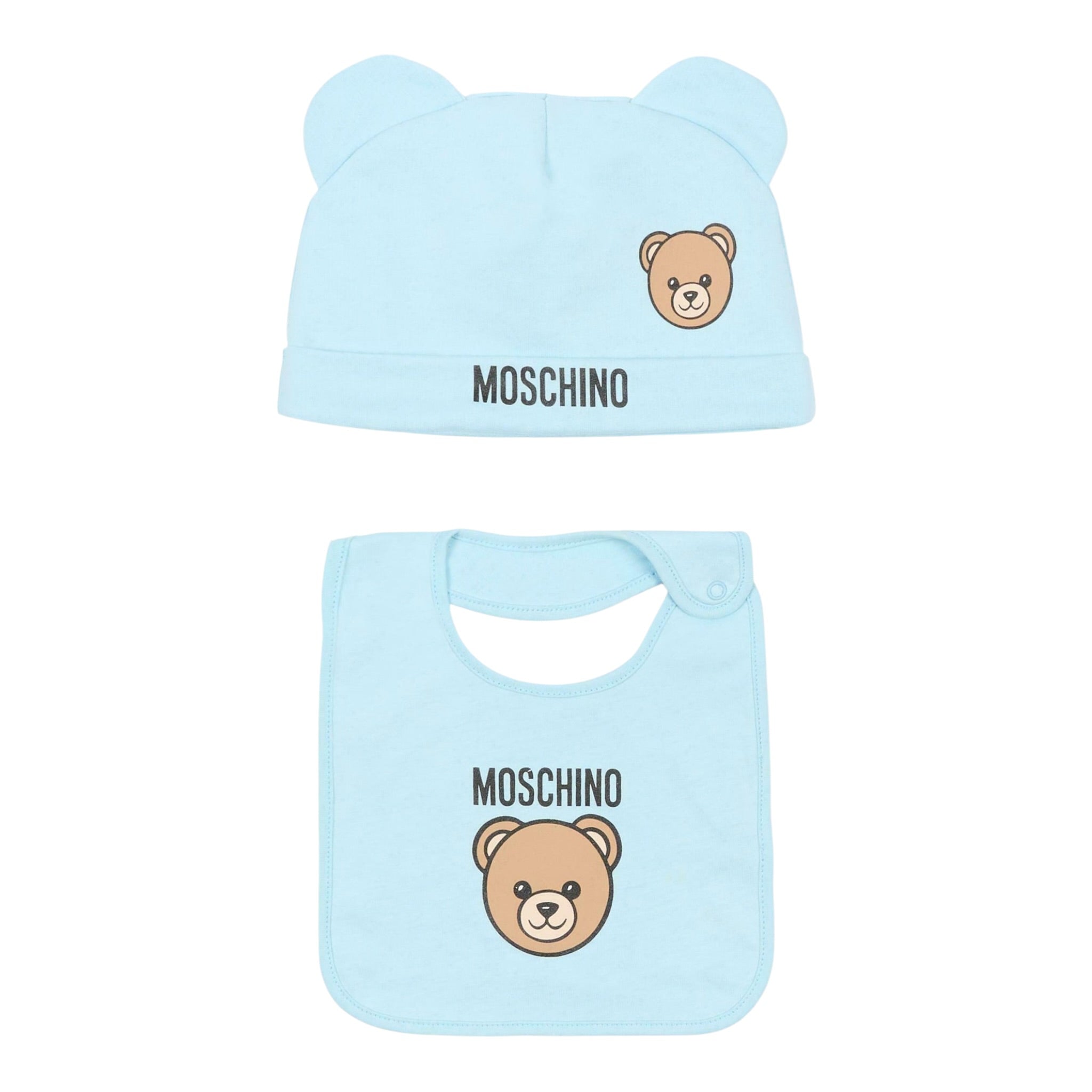 Moschino Set Cappello-Bavetta tinta unita Azzurro per Neonato MUY08KXX AZZURRO MOSCHINO 