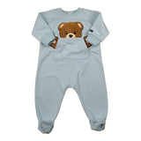 Moschino Tutina tinta unita con Stampa Azzurro per Neonato MUY09H AZZURRO MOSCHINO 