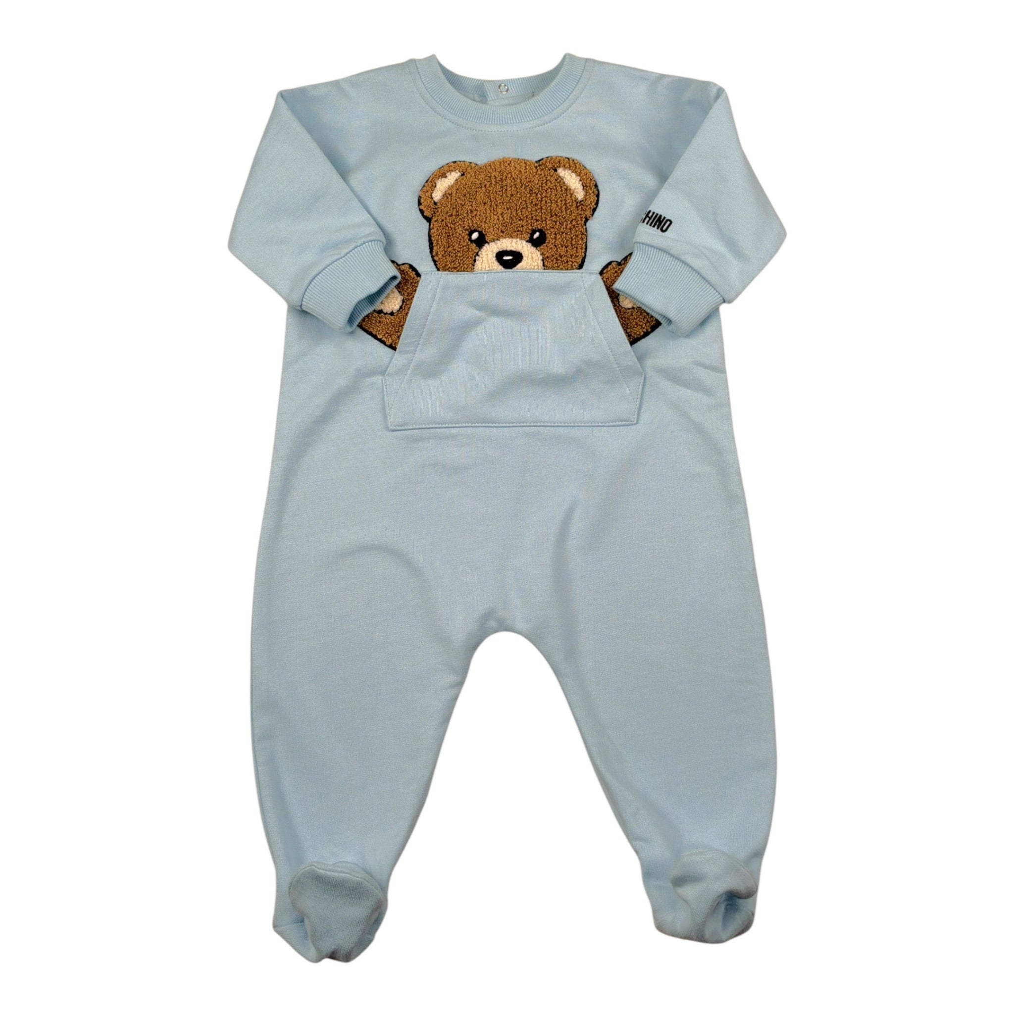 Moschino Tutina tinta unita con Stampa Azzurro per Neonato MUY09H AZZURRO MOSCHINO 