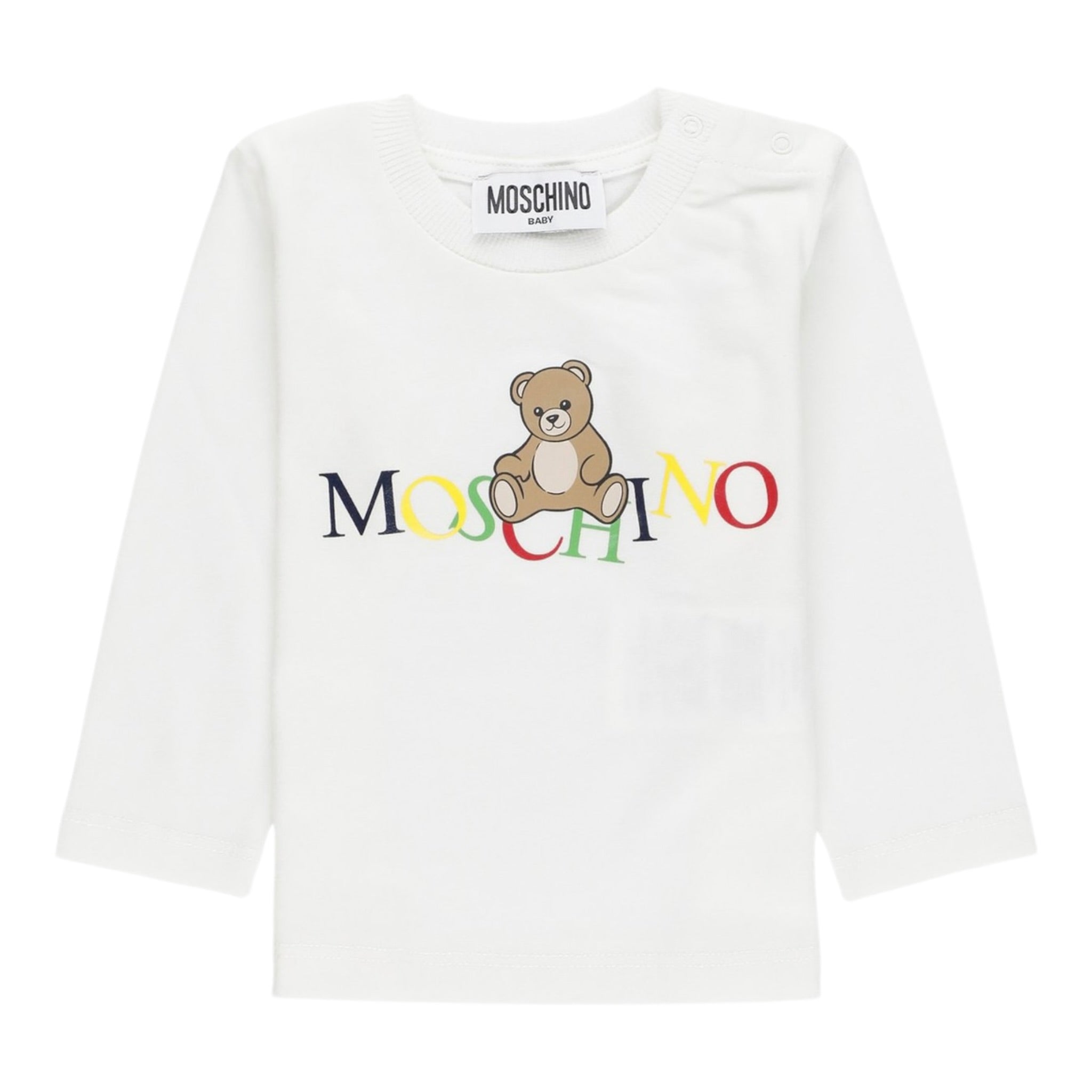 Moschino Shirt Girocollo tinta unita con Stampa Bianco per Bambino MWO00RJ BIANCO MOSCHINO 