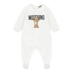 Moschino Tutina Manica Lunga tinta unita con Logo Bianco per Neonato MXY037X BIANCO MOSCHINO 