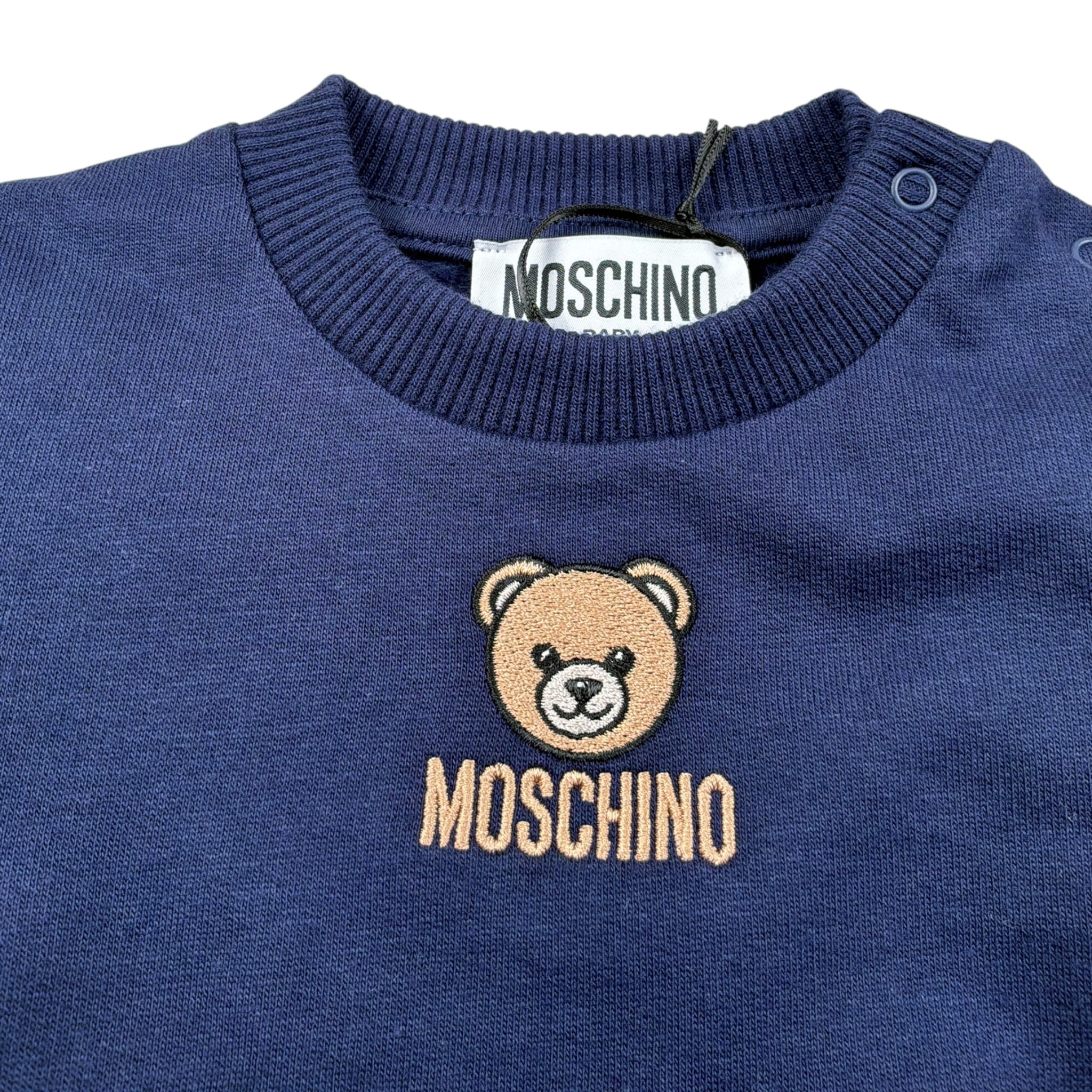 Moschino Felpa Chiusa Girocollo tinta unita Blu per Neonato MYF060 BLU MOSCHINO 